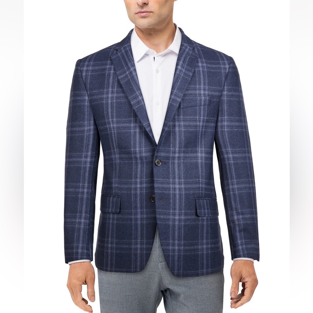 Ralph Lauren Mens Navy Blue Plaid Wool Blazer Sport Coat NWT size 40short